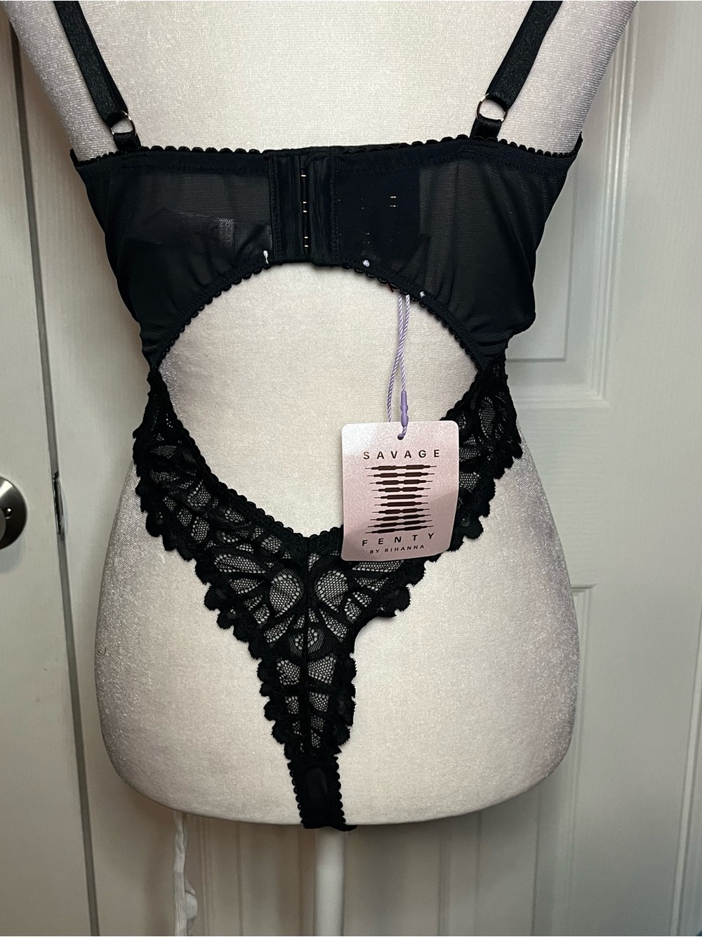 Black Savage not sorry sheer lace savage x Fenty teddy bodysuit - Picture 8 of 8
